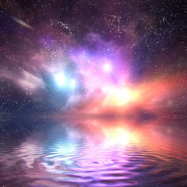 colorful universe reflected water